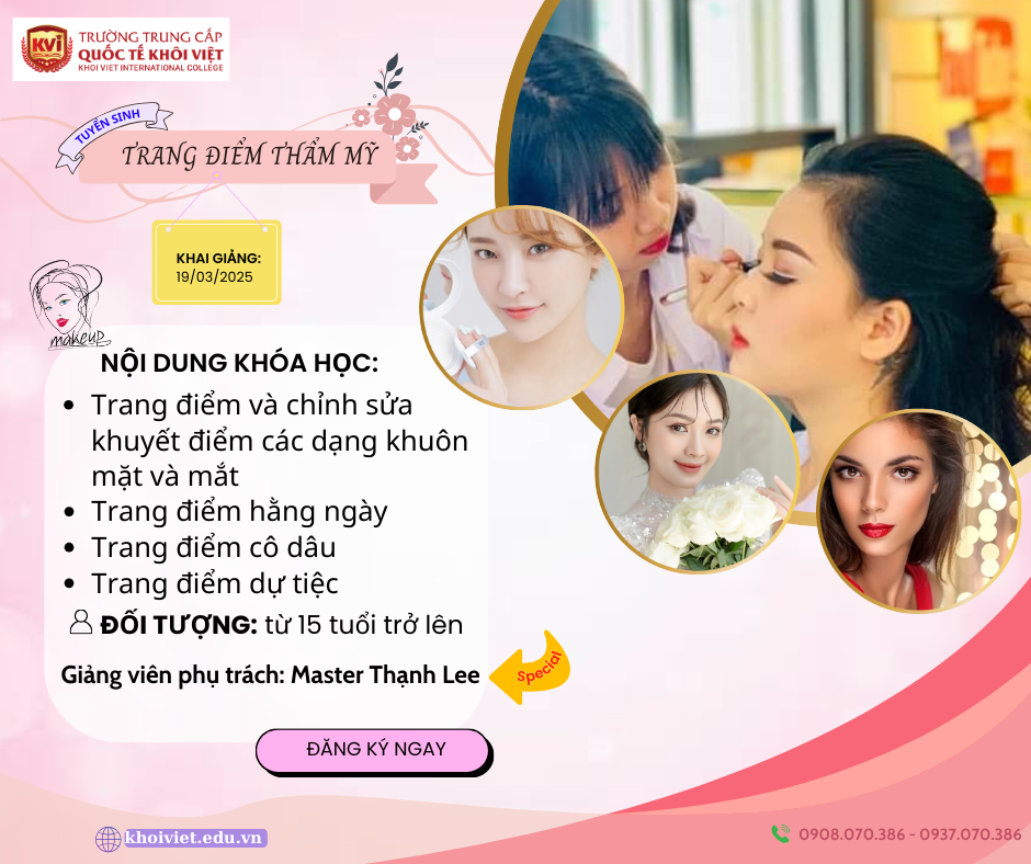 Thông báo tuyển sinh khóa Trang điểm thẩm mỹ